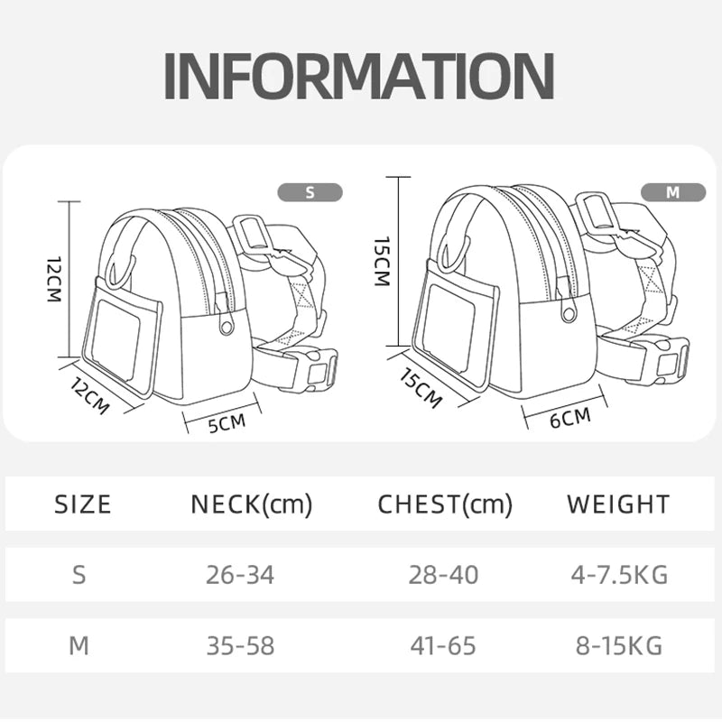 Fashion Pet Dog Schoolbag for Small Dogs Large Space Shiba Inu Backpack Harness Pet Outdoor Supplies Accessories Snack Bags