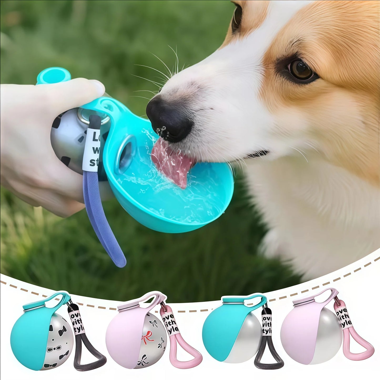 2-In-1 Portable Dog Water Bottle for Small Dogs - Leak-Proof & Compact Dog Travel Water Bottle -Stainless Steel Bottle & Silicon