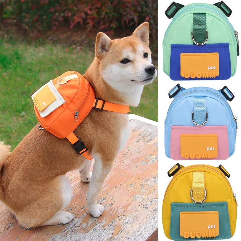 Fashion Pet Dog Schoolbag for Small Dogs Large Space Shiba Inu Backpack Harness Pet Outdoor Supplies Accessories Snack Bags