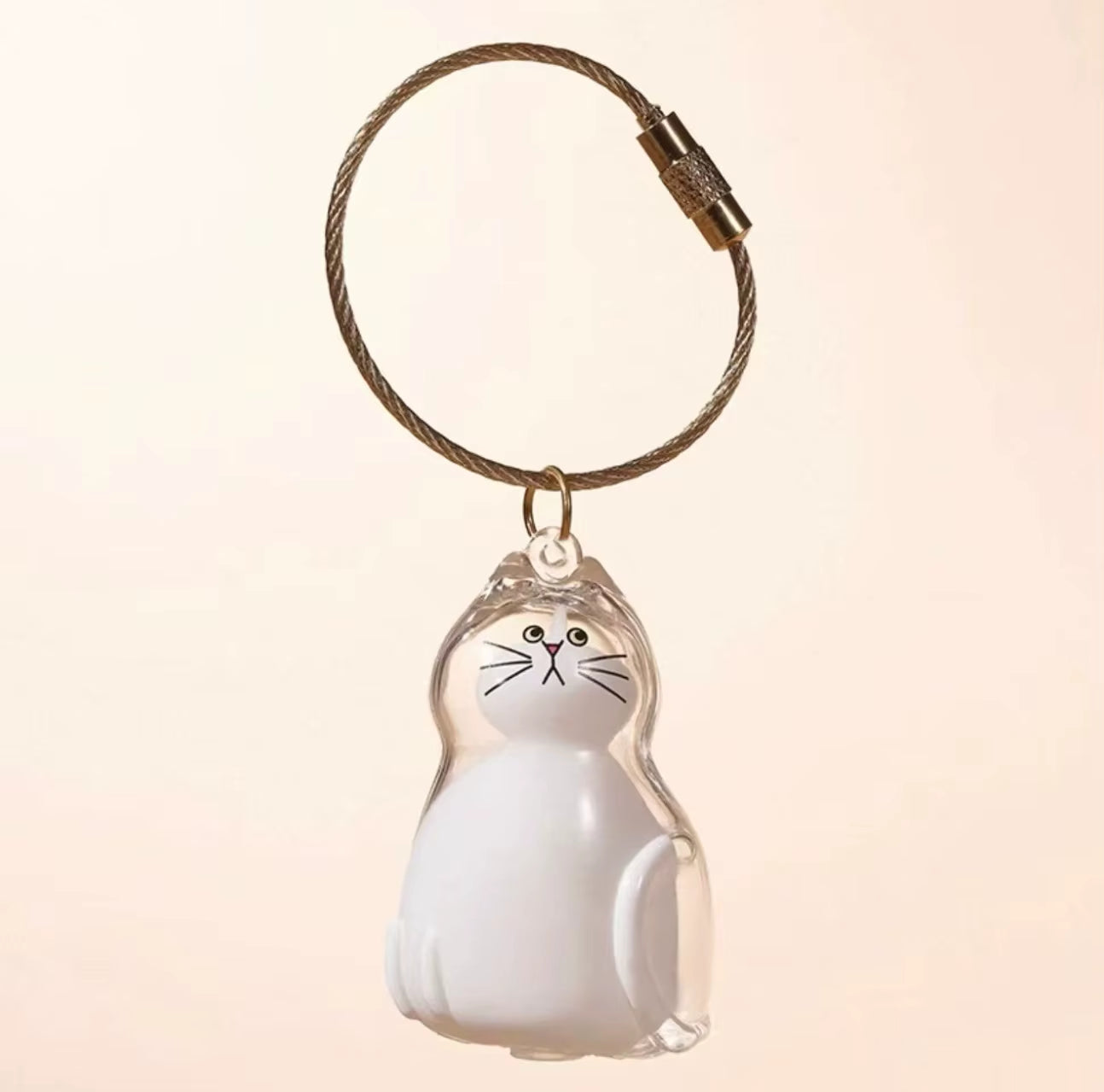 Transparent Cat Hair Storage Keychain Pendant Pet Fur Keepsake Memorial Souvenir for Backpack Bag Car Key Ginger Cat Lover Gift