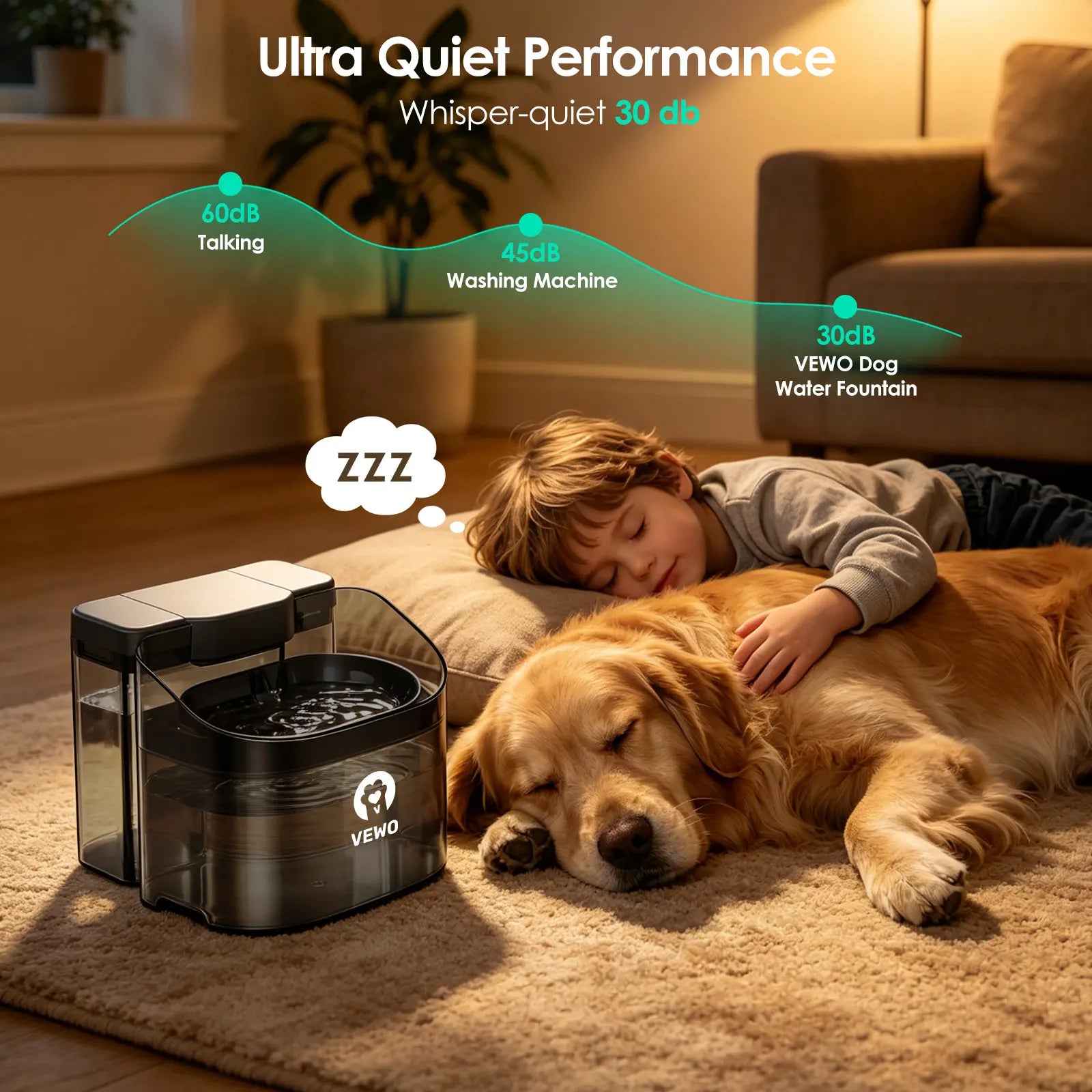 VEWO 11L Large Dog Water Fountain for Big Breeds, No Spill Dog Water Bowl Dispenser with Deep Basin, BPA Free, Ultra Quiet, 7 Days No Refill for Large Dogs/Multi-Pet Homes,Dealsforyoudays