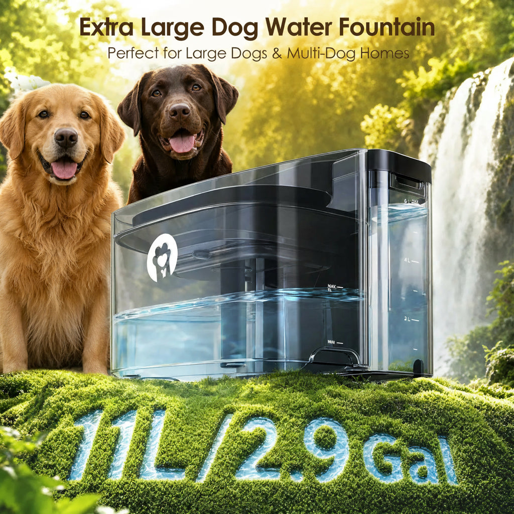 VEWO 11L Large Dog Water Fountain for Big Breeds, No Spill Dog Water Bowl Dispenser with Deep Basin, BPA Free, Ultra Quiet, 7 Days No Refill for Large Dogs/Multi-Pet Homes,Dealsforyoudays