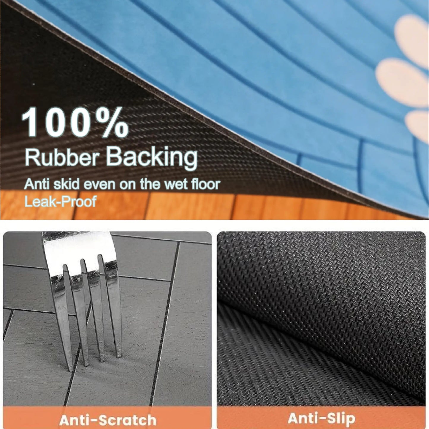 Quick Drying Absorbent Pet Feeding Mat for Dogs and Cats, Non-Slip Rubber Bottom, Dark Polyester Surface for Indoor Use
