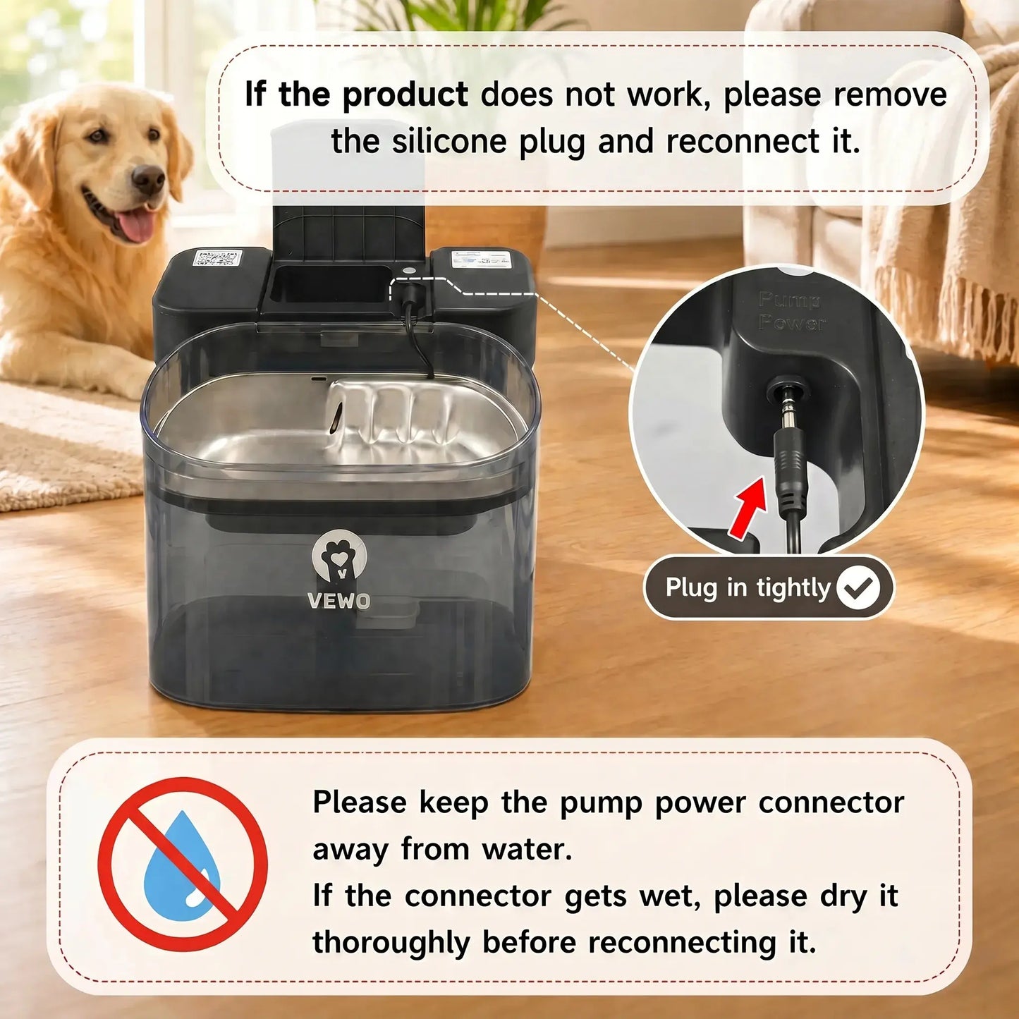 VEWO 11L Large Dog Water Fountain for Big Breeds, No Spill Dog Water Bowl Dispenser with Deep Basin, BPA Free, Ultra Quiet, 7 Days No Refill for Large Dogs/Multi-Pet Homes,Dealsforyoudays